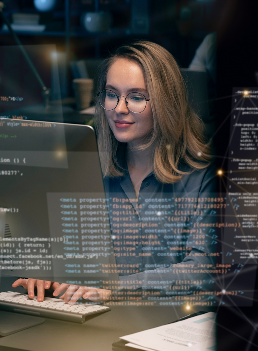 Woman working on laptop